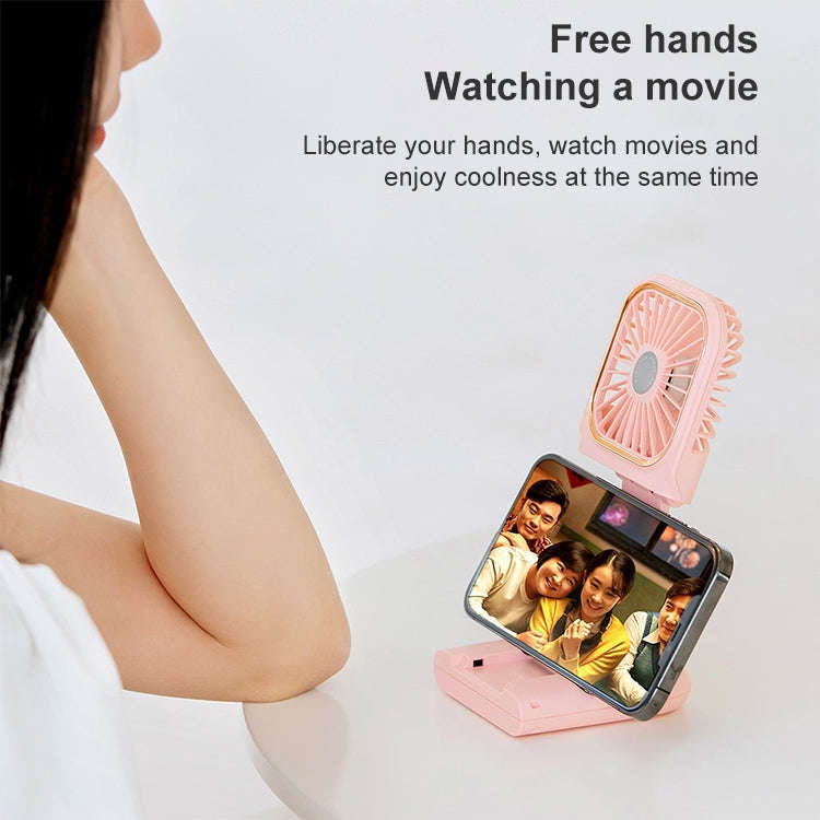 F30 Electroplating Handheld Fan Portable Desktop Folding Mute USB Hanging Neck Fan, Upgraded Vers...