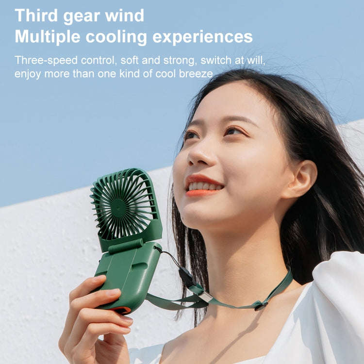 F30 Electroplating Handheld Fan Portable Desktop Folding Mute USB Hanging Neck Fan, Upgraded Vers...