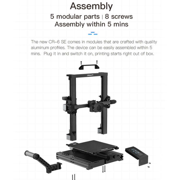 CREALITY CR-6 SE 350W Intelligent Leveling-free DIY 3D Printer, Print Size : 23.5 x 23.5 x 25cm, ...