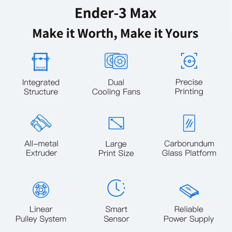 CREALITY Ender-3 Max Smart Sensor Dual Cooling Fans DIY 3D Printer, Print Size : 30 x 30 x 34cm, ...