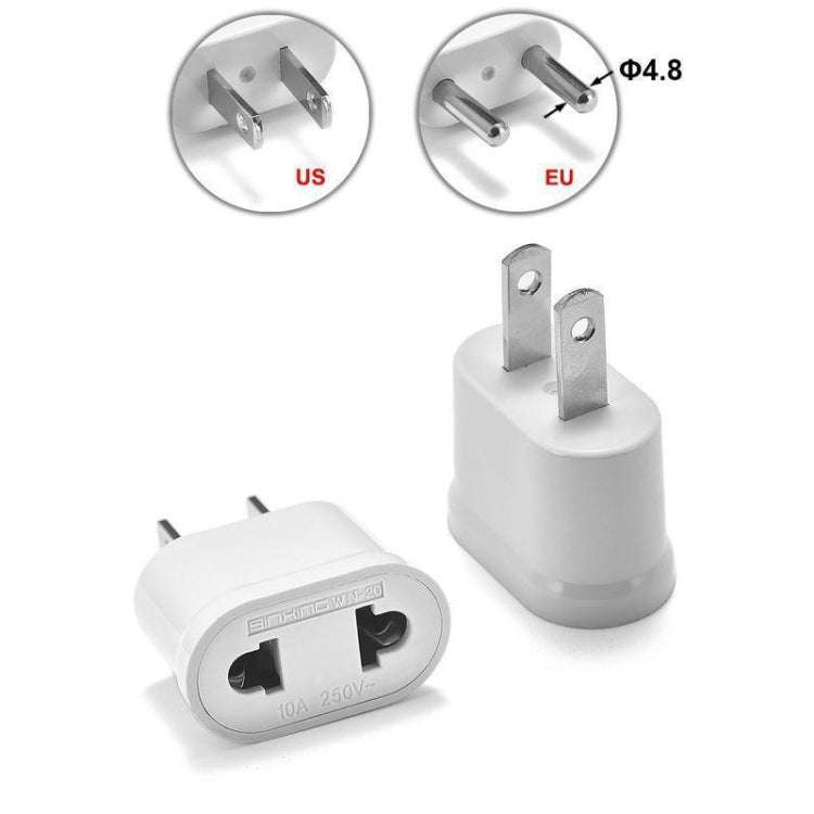 US & EU to US Plug AC Wall Universal Travel Power Socket Plug Adaptor, AC 250V (White)