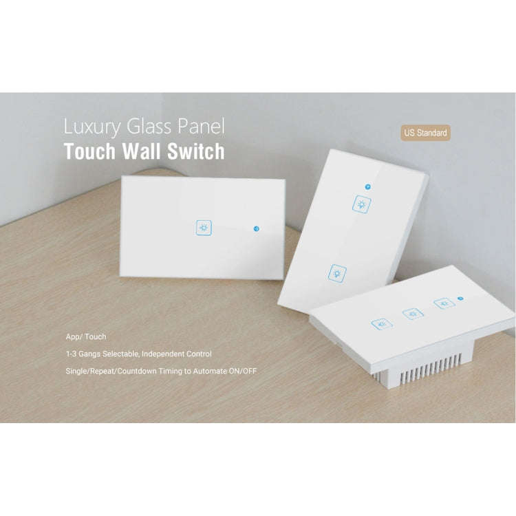 WS-US-01 EWeLink APP & Touch Control 2A 1 Gang Tempered Glass Panel Smart Wall Switch, AC 90V-250...