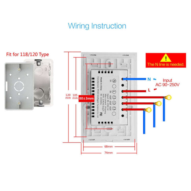 WS-US-01 EWeLink APP & Touch Control 2A 1 Gang Tempered Glass Panel Smart Wall Switch, AC 90V-250...