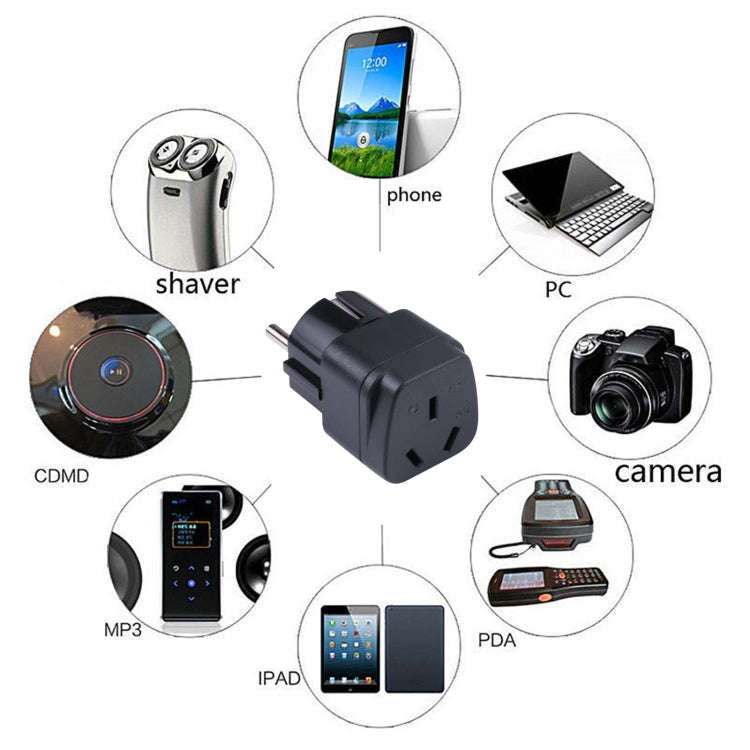 Portable Three-hole AU to EU Plug Socket Power Adapter