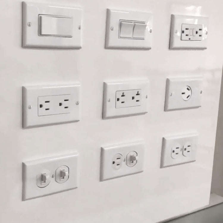 PC Double-connection Power Socket Switch with USB, US Plug, Square White UL 20A Leakage Protectio...