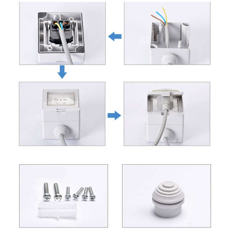 Outdoor IP55 Waterproof Double-connection Socket, EU Plug
