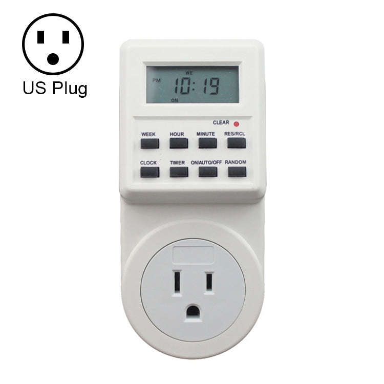 AC 120V Smart Home Plug-in LCD Display Clock Summer Time Function 12/24 Hours Changeable Timer Sw...