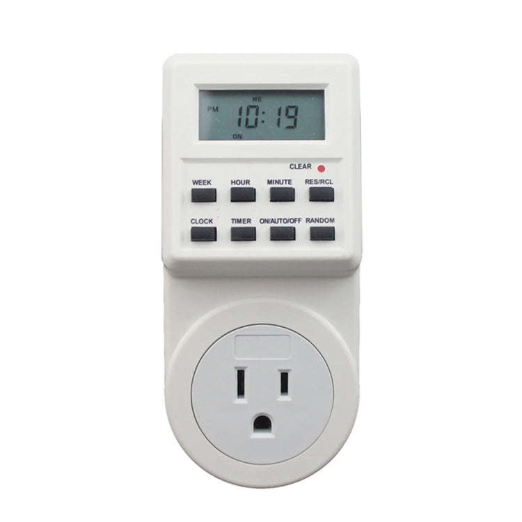 AC 120V Smart Home Plug-in LCD Display Clock Summer Time Function 12/24 Hours Changeable Timer Sw...
