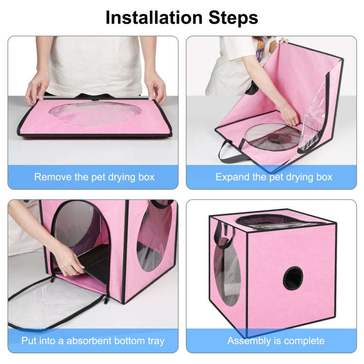 FUNADD Pet Bath Drying Box Portable Folding Dryer Cage, Suitable for Pets up to 5kg(Pink)