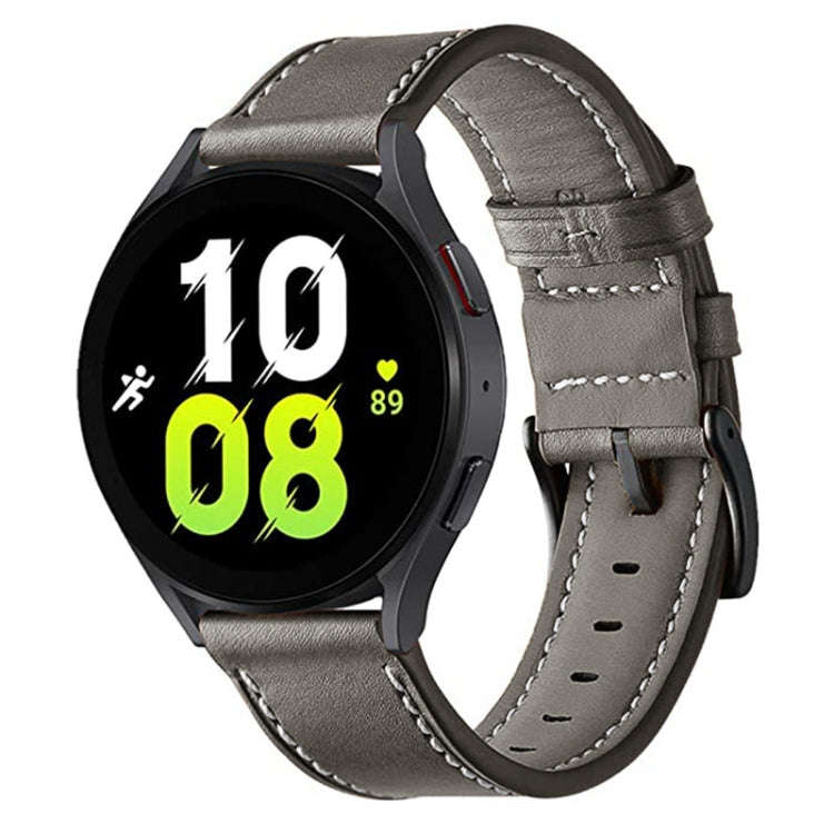 For Garmin Forerunner 265 / 255 / Vivoactive 4 / Venu 2 22mm Stitching Black Buckle Genuine Leath...