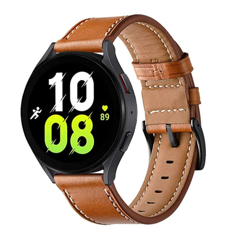 For Garmin Forerunner 265 / 255 / Vivoactive 4 / Venu 2 22mm Stitching Black Buckle Genuine Leath...