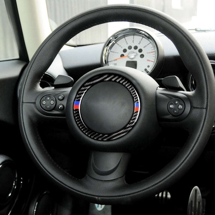 Red Blue Color Car Steering Wheel R Chassis Carbon Fiber Decorative Sticker for BMW MINI R55 / R5...