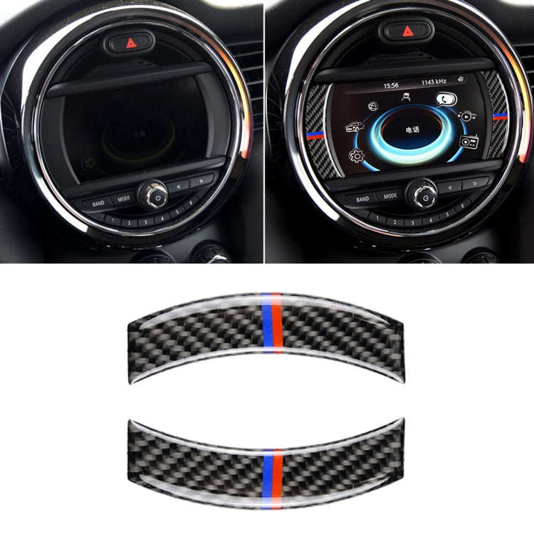 2 PCS Red Blue Color Car F Chassis Navigation Panel Carbon Fiber Decorative Sticker for BMW Mini ...