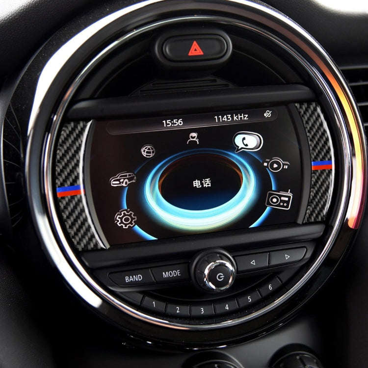 2 PCS Red Blue Color Car F Chassis Navigation Panel Carbon Fiber Decorative Sticker for BMW Mini ...