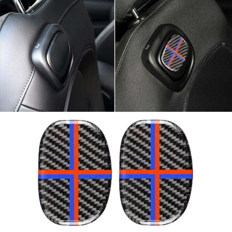 Red Blue Color Car Seat Back Handle Carbon Fiber Decorative Sticker for BMW Mini Cooper F55 / F56