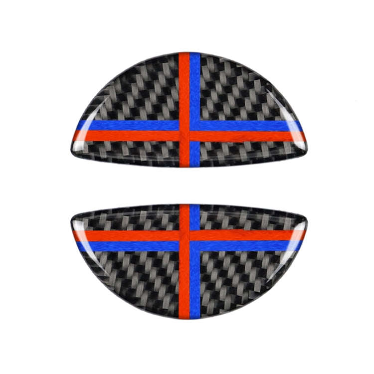 2 PCS Red Blue Color R / F Universal Car Door Handle Carbon Fiber Decorative Sticker for BMW Mini...