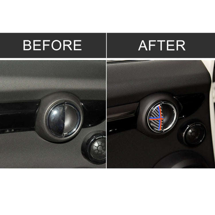 2 PCS Red Blue Color R / F Universal Car Door Handle Carbon Fiber Decorative Sticker for BMW Mini...