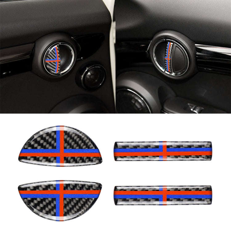 4 PCS Red Blue Color Car F Chassis Door Handle Carbon Fiber Decorative Sticker for BMW Mini Coope...