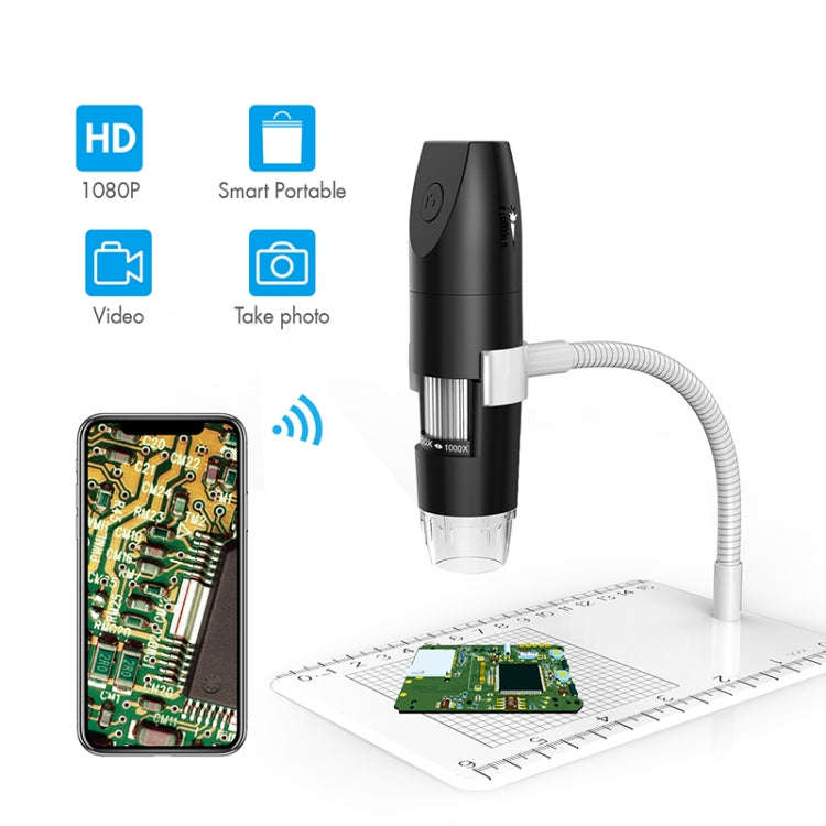 316 50-1000X Adjustable Smart Wifi USB Digital Microscope (Black)