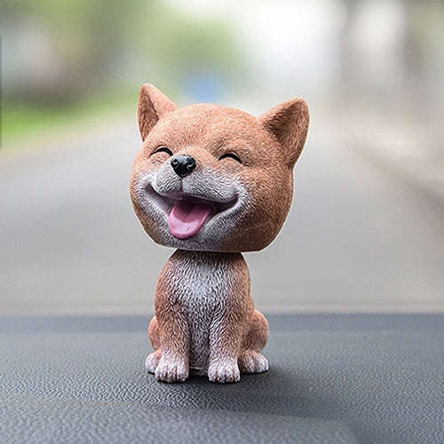 Shaking Head Dog Car Ornaments Resins Lovely Cartoon Dog New Year Gifts with Double-sided Adhesiv...