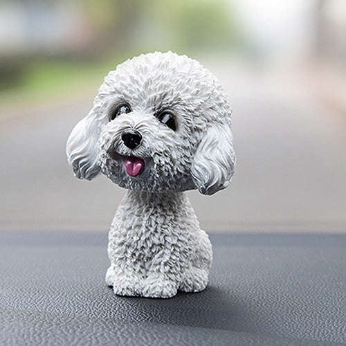 Shaking Head Dog Car Ornaments Resins Lovely Cartoon Dog New Year Gifts with Double-sided Adhesiv...