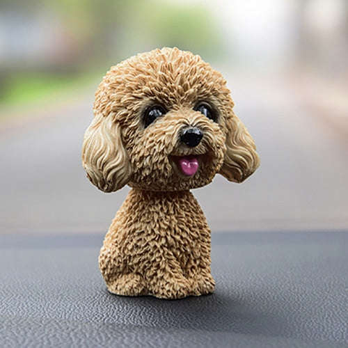 Shaking Head Dog Car Ornaments Resins Lovely Cartoon Dog New Year Gifts with Double-sided Adhesiv...