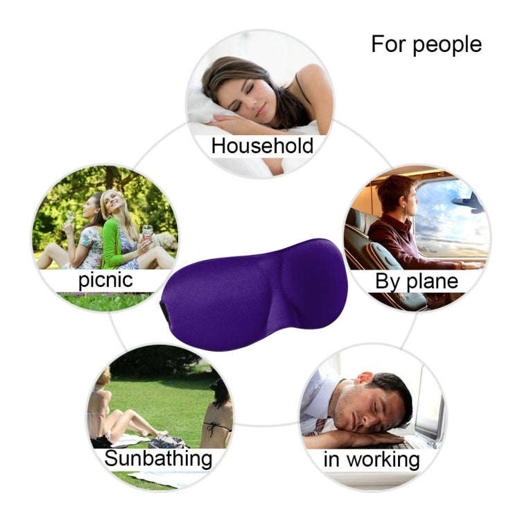 3D Portable Shading Sleep Rest Aid Cover Eye Patch Sleeping Mask Female Cute Eye Mask(Purple)