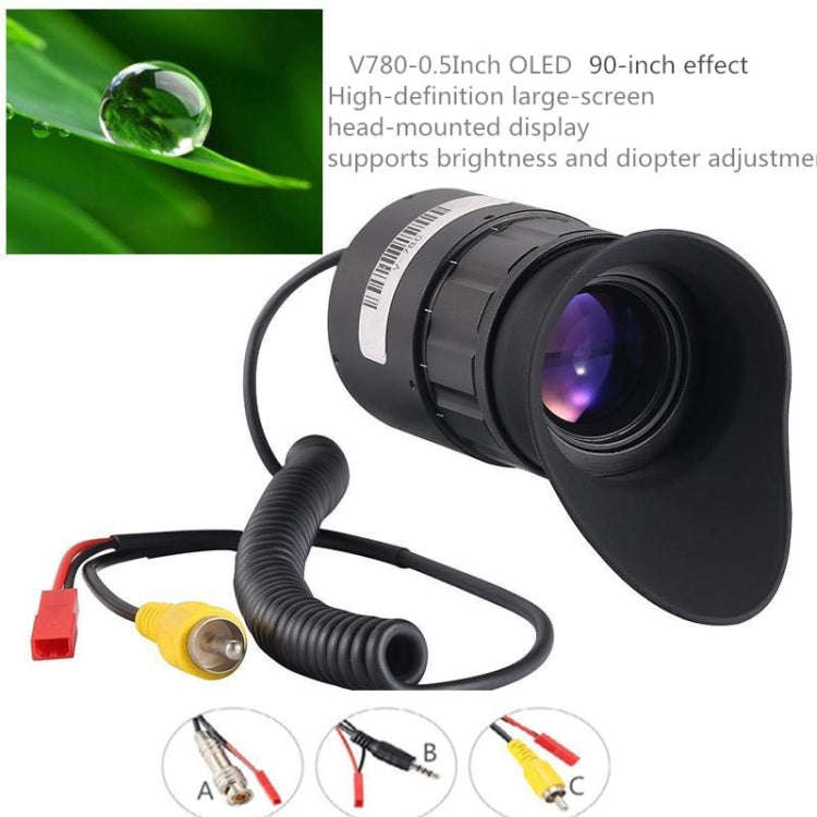 V780 Portable 0.5 inch OLED Large Screen Head-mounted HD Display, Support NTSC / PAL