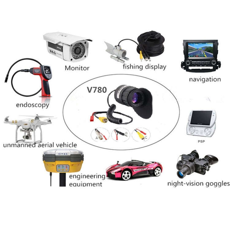 V780 Portable 0.5 inch OLED Large Screen Head-mounted HD Display, Support NTSC / PAL