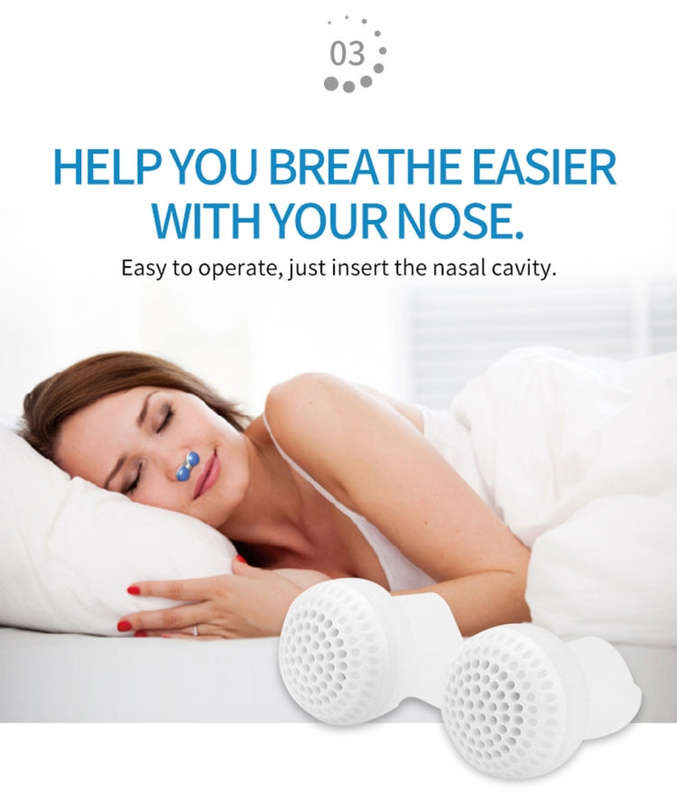2 PCS 2 in 1 ABS Silicone Anti Snoring Air Purifier(White)