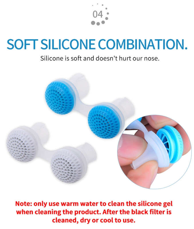 2 PCS 2 in 1 ABS Silicone Anti Snoring Air Purifier(White)
