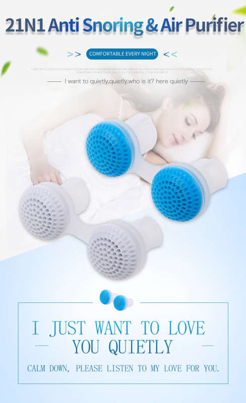 2 PCS 2 in 1 ABS Silicone Anti Snoring Air Purifier(White)