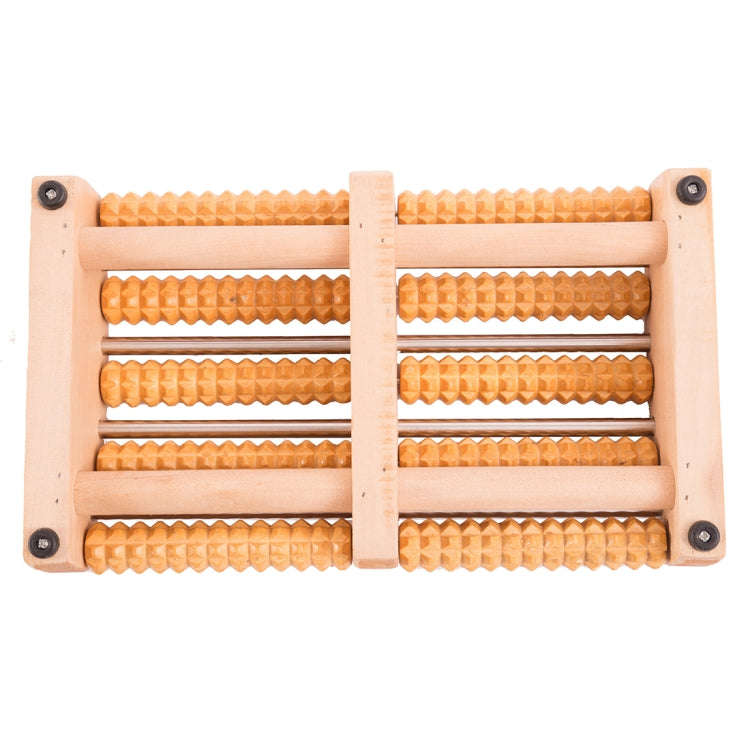 Thickened Large Non-slip Five-row Solid Wood Roller Foot Massager
