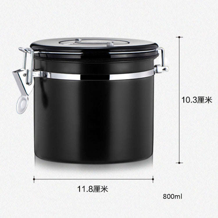 800ml Stainless Steel Sealed Food Coffee Grounds Bean Storage Container with Built-in CO2 Gas Ven...