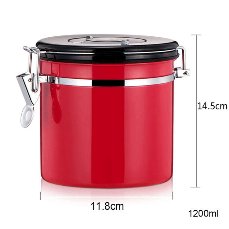 1200ml Stainless Steel Sealed Food Coffee Grounds Bean Storage Container with Built-in CO2 Gas Ve...