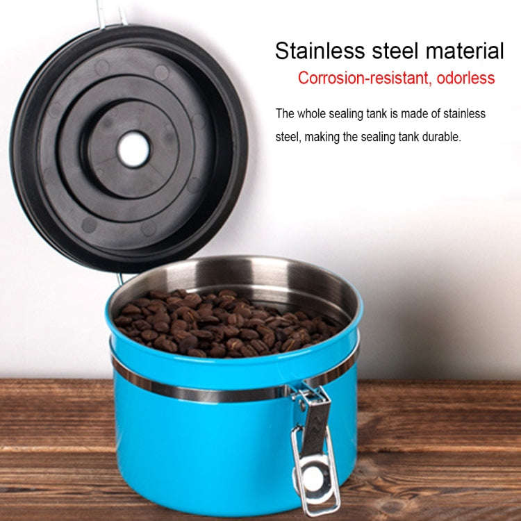 1200ml Stainless Steel Sealed Food Coffee Grounds Bean Storage Container with Built-in CO2 Gas Ve...