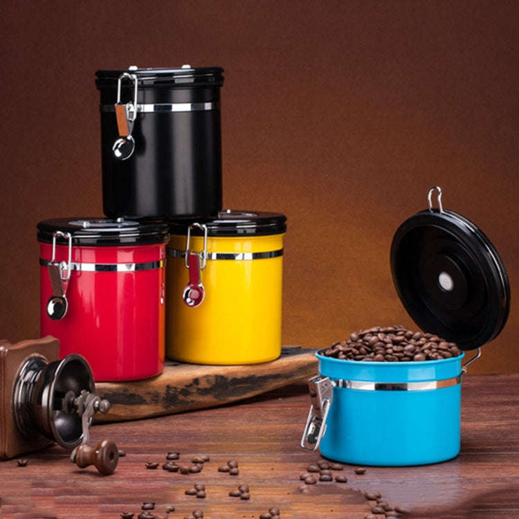 1200ml Stainless Steel Sealed Food Coffee Grounds Bean Storage Container with Built-in CO2 Gas Ve...
