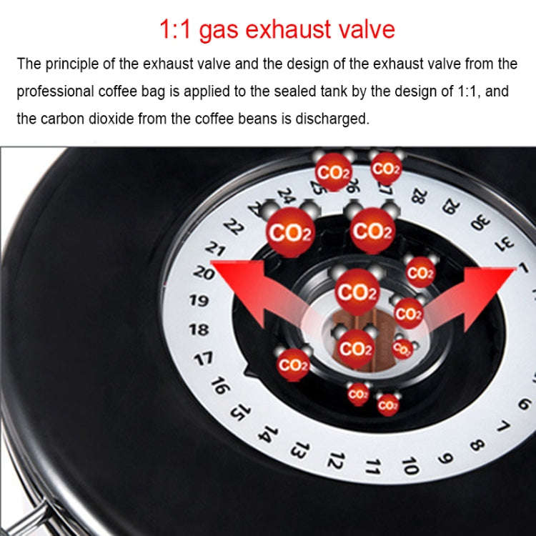1200ml Stainless Steel Sealed Food Coffee Grounds Bean Storage Container with Built-in CO2 Gas Ve...