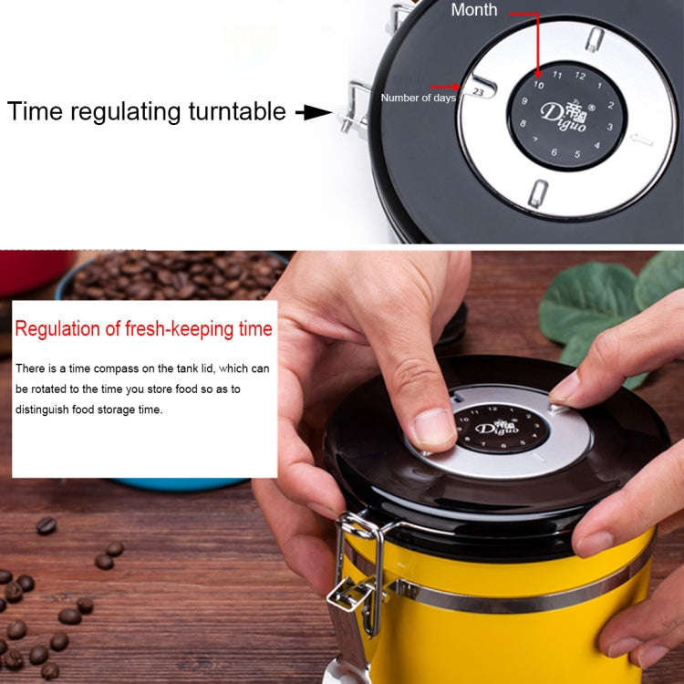1200ml Stainless Steel Sealed Food Coffee Grounds Bean Storage Container with Built-in CO2 Gas Ve...