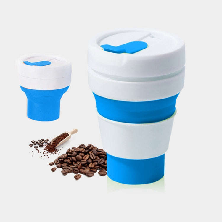 350ml Outdoor Pocket-Sized Coffee Tea Collapsible Travel Mug Silicone Cup with Lid (Blue)