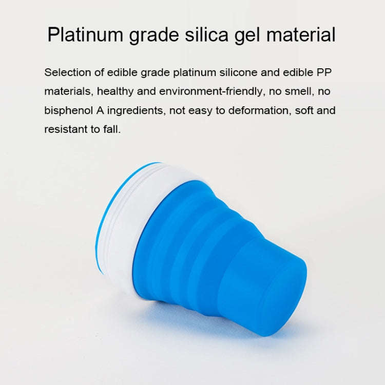 350ml Outdoor Pocket-Sized Coffee Tea Collapsible Travel Mug Silicone Cup with Lid (Blue)