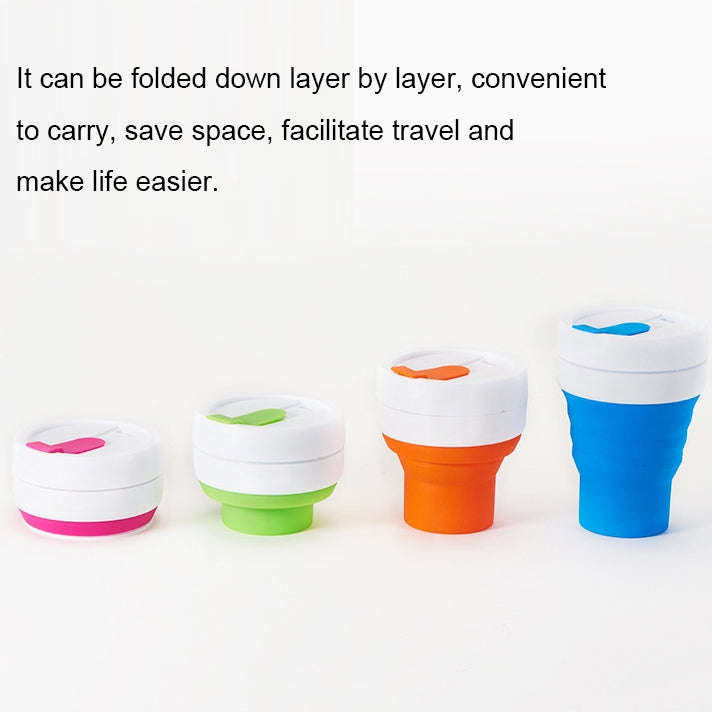 350ml Outdoor Pocket-Sized Coffee Tea Collapsible Travel Mug Silicone Cup with Lid (Blue)