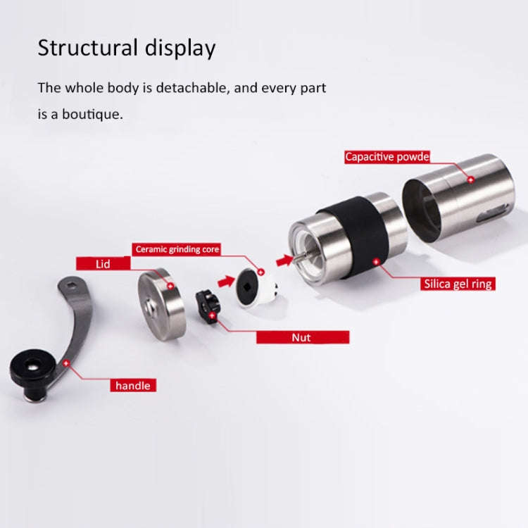 Portable Conical Burr Mill Manual Stainless Steel Hand Crank Coffee Bean Grinder with Silicone Ri...