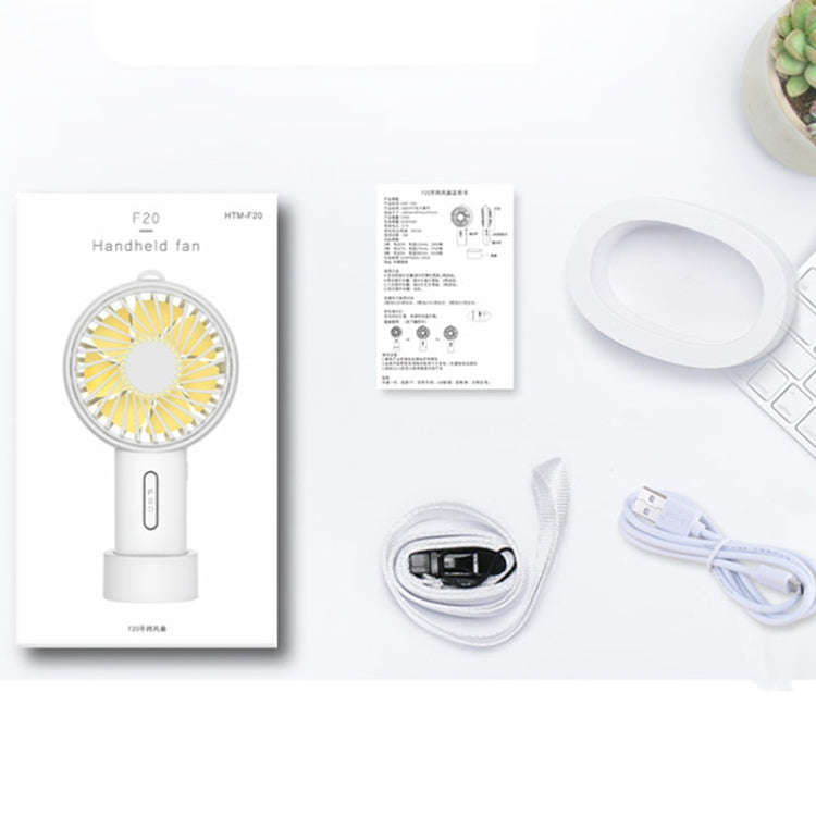 F20 Portable Adjustable Mini USB Charging Handheld Small Fan with 3 Speed Control (White)