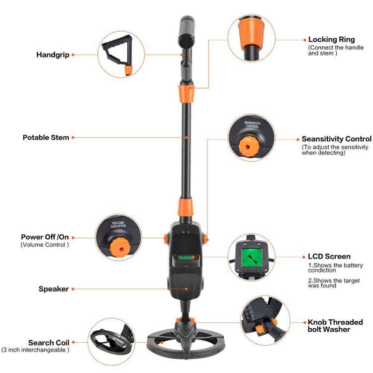 MD1008A Underground Metal Detector Children Toy Detector with LCD Screen, Measuring Range: 10cm
