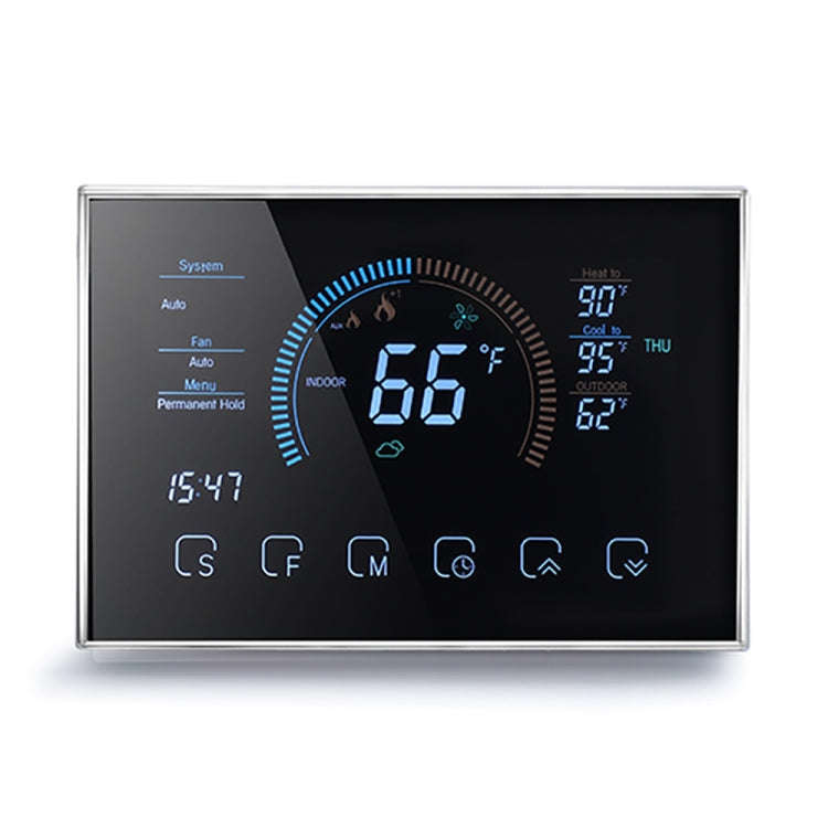 BHP-8000-SS 3H2C Smart Home Heat Pump Round Room Brushed Mirror Housing Thermostat without WiFi, ...