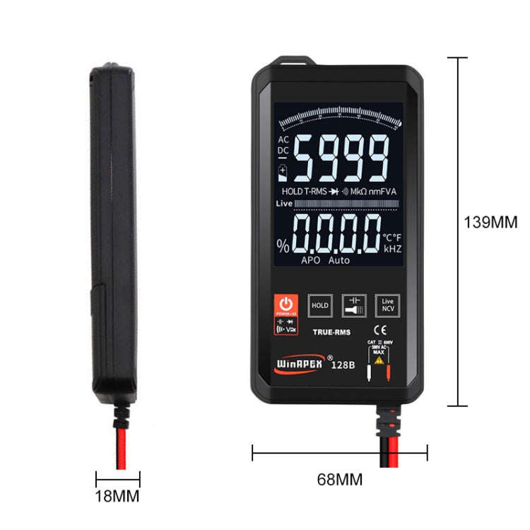 HY128B Reverse Display Screen Ultra-thin Touch Smart Digital Multimeter Fully Automatic High Prec...