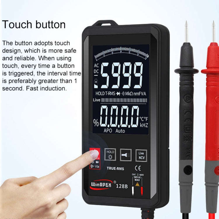 HY128B Reverse Display Screen Ultra-thin Touch Smart Digital Multimeter Fully Automatic High Prec...