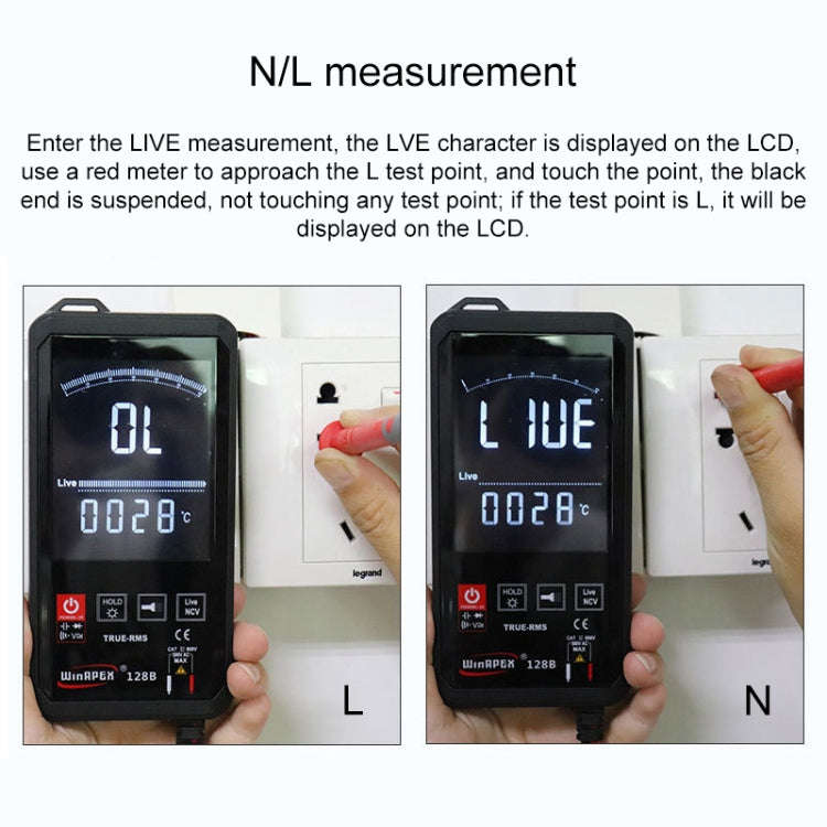 HY128B Reverse Display Screen Ultra-thin Touch Smart Digital Multimeter Fully Automatic High Prec...