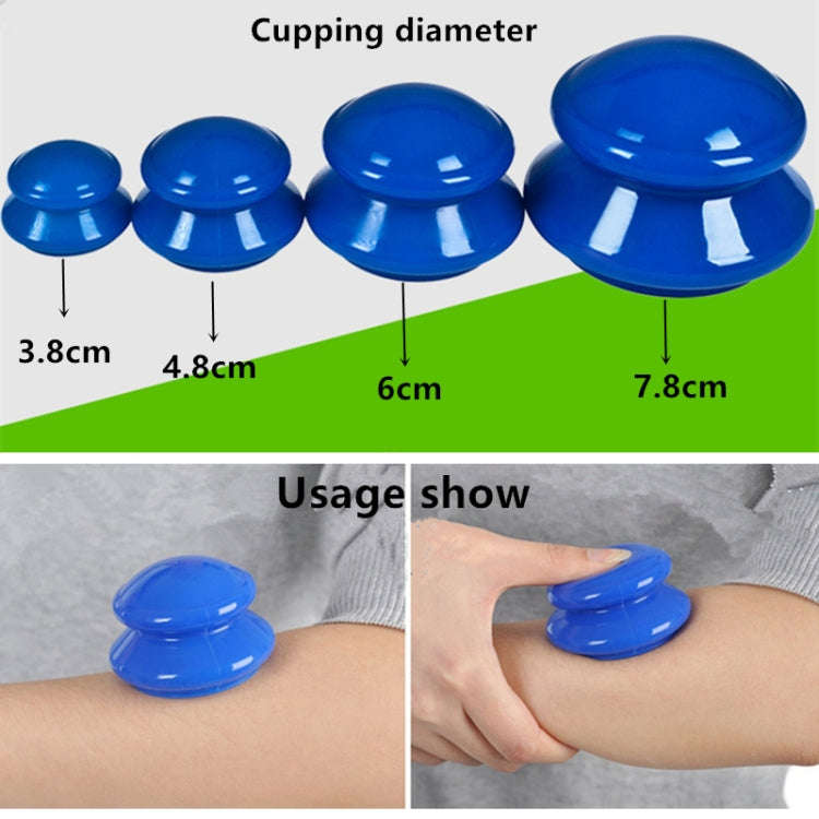 4 Cups / Set Health Care Body Massage Cupping Therapy Anti Cellulite Silicone Vacuum Cups(Blue)